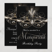 MASQUERADE BALL Elegant Black Party-uitnodigingen Kaart (Voorkant / Achterkant)