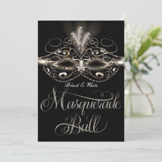 MASQUERADE BALL Elegant Party Invitations Kaart (Staand voorkant)