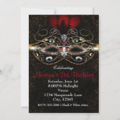 MASQUERADE BALL Elegant Red Gold Party-uitnodiging Kaart (Achterkant)