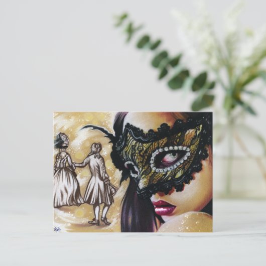 Masquerade Ball fantasy art briefkaart (Staand voorkant)