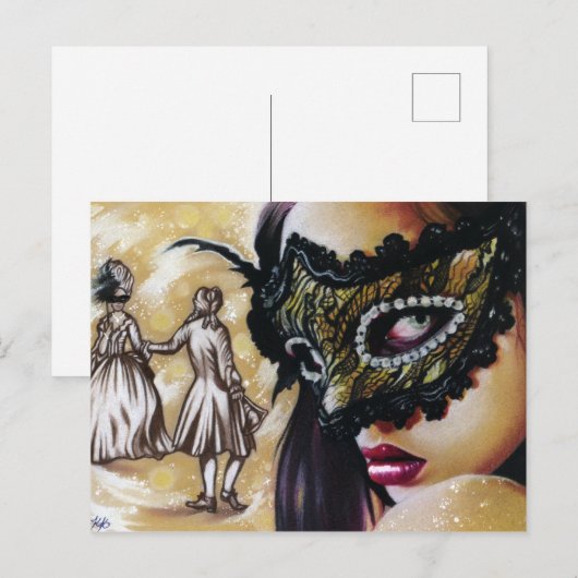 Masquerade Ball fantasy art briefkaart (Voorkant / Achterkant)