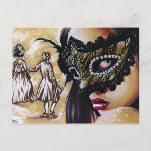 Masquerade Ball fantasy art briefkaart (Voorkant)