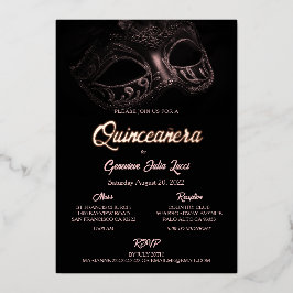 Masquerade Ball Folie Quinceanera Party Invitation Uitnodiging