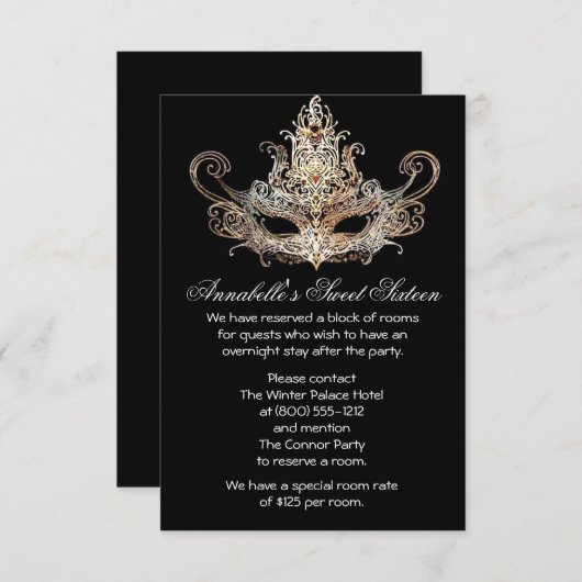 Masquerade Ball Hotel Accommodards Informatiekaartje (Voorkant / Achterkant)