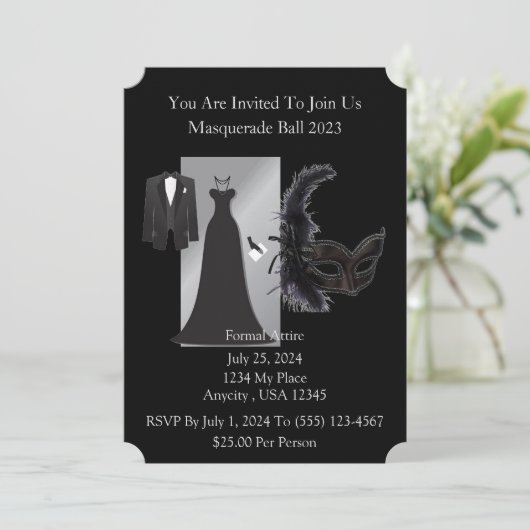 Masquerade Ball Kaart (Staand voorkant)