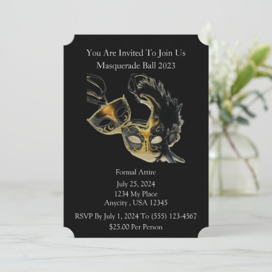 Masquerade Ball Kaart (Staand voorkant)