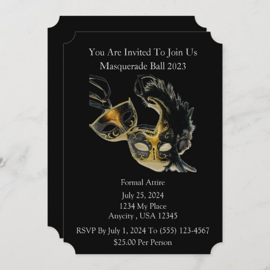 Masquerade Ball Kaart (Voorkant / Achterkant)