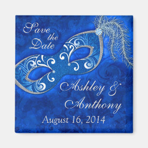 Masquerade Ball Mardi Gras Wedding Save the Date Magneet
