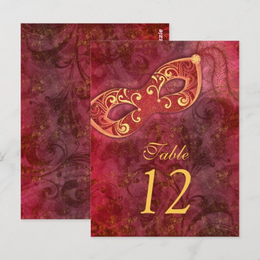 Masquerade Ball Mardi Gras Wedding Table Cards Briefkaart (Voorkant / Achterkant)