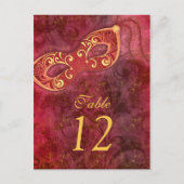 Masquerade Ball Mardi Gras Wedding Table Cards Briefkaart (Voorkant)