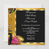 Masquerade Ball Mask Party Gold Celebration Kaart (Achterkant)