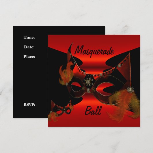 Masquerade Ball maskers Rode Zijde Zwarte Partij Kaart (Voorkant / Achterkant)