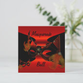Masquerade Ball maskers Rode Zijde Zwarte Partij Kaart (Staand voorkant)