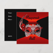 Masquerade Ball maskers Rode Zijde Zwarte Partij Kaart (Voorkant / Achterkant)