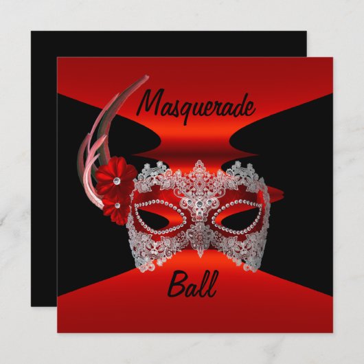 Masquerade Ball maskers Rode Zijde Zwarte Partij Kaart (Voorkant / Achterkant)
