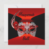 Masquerade Ball maskers Rode Zijde Zwarte Partij Kaart (Voorkant)