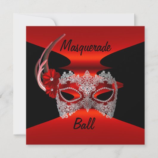 Masquerade Ball maskers Rode Zijde Zwarte Partij Kaart (Voorkant)