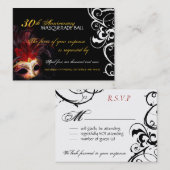 Masquerade Ball - Mini Reply Cards Afsprakenkaartje (Voorkant / Achterkant)