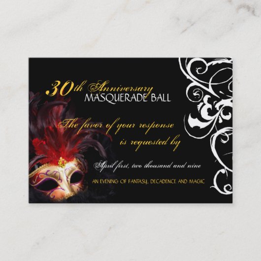 Masquerade Ball - Mini Reply Cards Afsprakenkaartje (Voorkant)