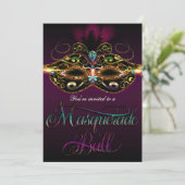 MASQUERADE BALL Mutli Color Fun Party-uitnodiginge Kaart (Staand voorkant)