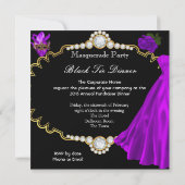 Masquerade Ball Paars Black Stropdas Dinner Party Kaart (Achterkant)