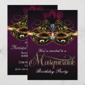 MASQUERADE BALL Paarse Colorful Party-uitnodiginge Kaart (Voorkant / Achterkant)