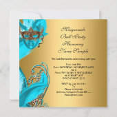 Masquerade Ball Party Blauwgroen blauwe maskers Go Kaart (Achterkant)