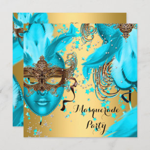 Masquerade Ball Party Blauwgroen blauwe maskers Go Kaart