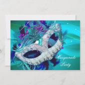 Masquerade Ball Party Blauwgroen blauwe Paarse mas Kaart (Voorkant)