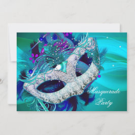Masquerade Ball Party Blauwgroen blauwe Paarse mas Kaart