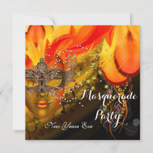 Masquerade Ball Party Gold Oranje gele maskers Kaart