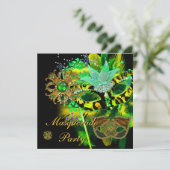 Masquerade Ball Party Lime Green Black maskers Kaart (Staand voorkant)