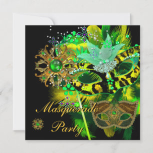 Masquerade Ball Party Lime Green Black maskers Kaart