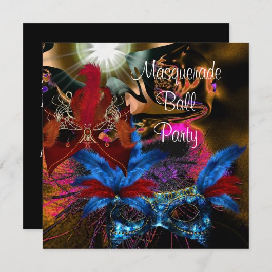 Masquerade Ball Party Mask Kleurrijk Abstract 2 Kaart (Voorkant / Achterkant)