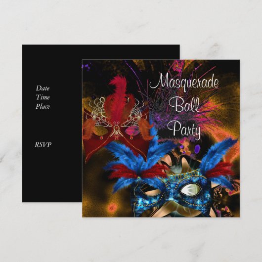 Masquerade Ball Party Mask Kleurrijk Abstract Kaart (Voorkant / Achterkant)