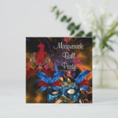 Masquerade Ball Party Mask Kleurrijk Abstract Kaart (Staand voorkant)