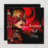 Masquerade Ball Party Mask Zwart Rood Meisje 2 Kaart (Voorkant / Achterkant)