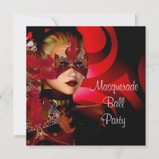 Masquerade Ball Party Mask Zwart Rood Meisje 2 Kaart (Voorkant)