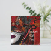 Masquerade Ball Party Mask Zwart Rood Meisje 2 Kaart (Staand voorkant)