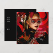 Masquerade Ball Party Mask Zwart Rood Meisje 3 Kaart (Voorkant / Achterkant)