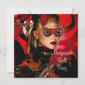 Masquerade Ball Party Mask Zwart Rood Meisje 3 Kaart (Voorkant)