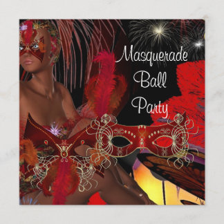 Masquerade Ball Party Mask Zwart Rood Showgirl 2 Kaart