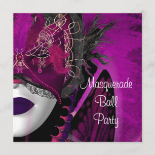 Masquerade Ball Party Masker Black Pink Paars Girl Kaart