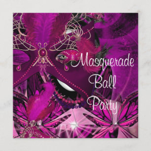 Masquerade Ball Party Masker Black Pink Paars Girl Kaart