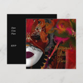 Masquerade Ball Party Masker Black Red Kaart (Voorkant / Achterkant)