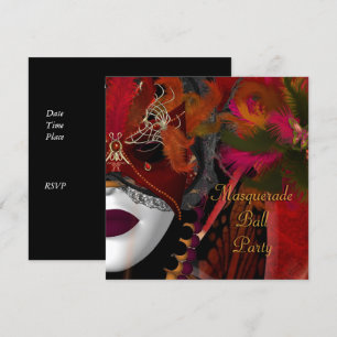 Masquerade Ball Party Masker Black Red Kaart