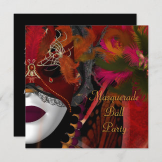 Masquerade Ball Party Masker Black Red Kaart
