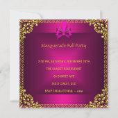 Masquerade Ball Party maskers Gold Deep Pink Kaart (Achterkant)