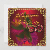 Masquerade Ball Party maskers Gold Deep Red Kaart (Voorkant)