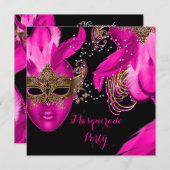 Masquerade Ball Party roze maskers Kaart (Voorkant / Achterkant)